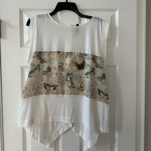 Stradivarius - Butterfly Tank Button Detail Back - Size M